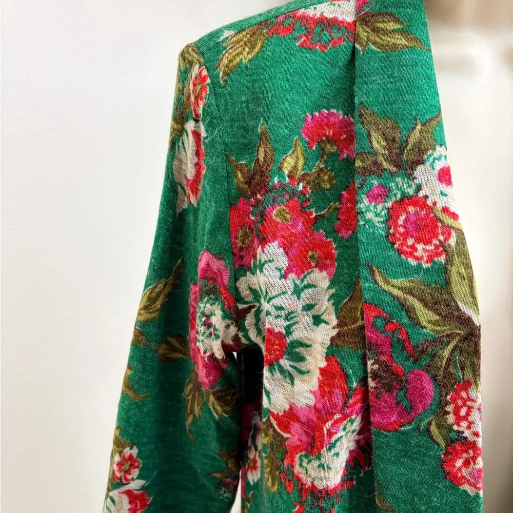 Alberto Makali Green Floral Open-Front Knit Cardigan - Picture 4 of 8